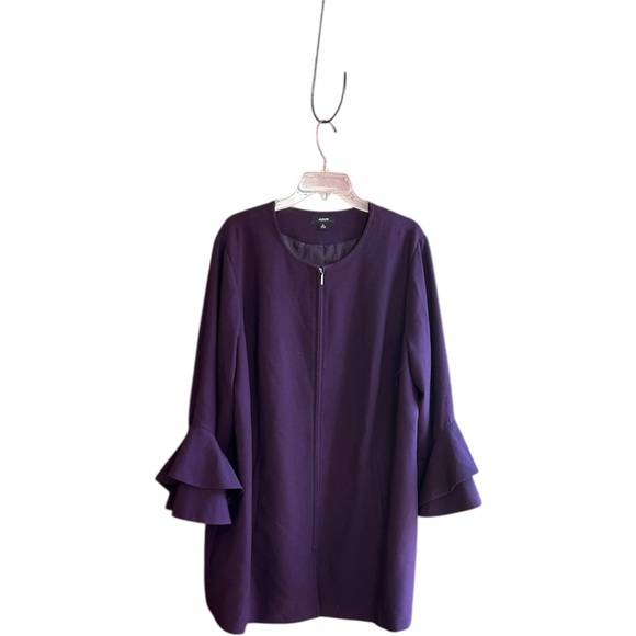 Alfani Jackets & Blazers - Alfani purple double ruffle sleeve poly rayon spandex jacket lined zipper Sz 3X
